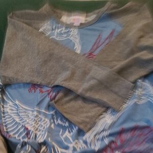 LuLaRoe Blue and Gray Tee with Graphic Design